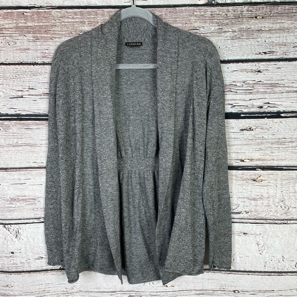 Express‎ Size Large Marled Gray Soft Open Cardigan Long Sleeve Sweater Viscose